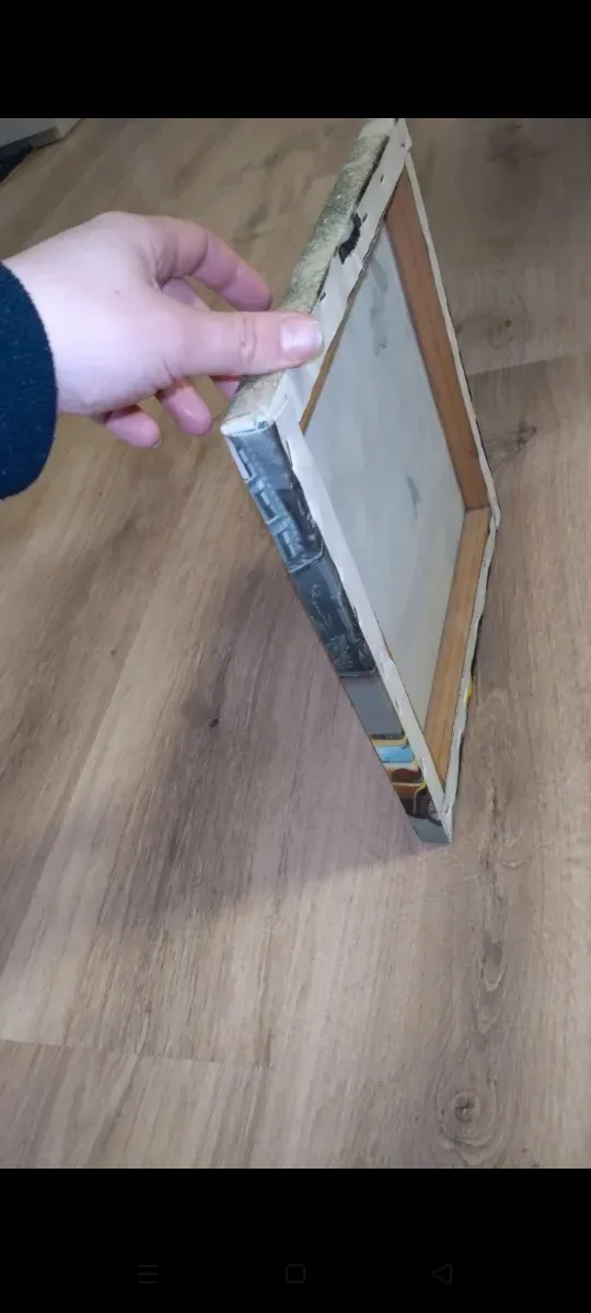 Quadro con auto d'epoca e donna