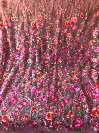 Tela bordada flores 2x1.50m