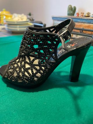 Sandali Made in Italy neri con strass