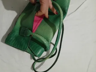 Borsa donna verde effetto pitone