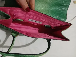 Borsa donna verde effetto pitone