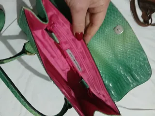 Borsa donna verde effetto pitone