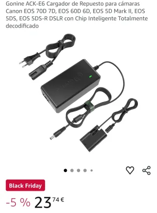 Caricabatterie Gonine ACK-E6 Canon EOS 7D 6D 5D