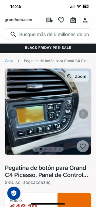 Set adesivi pulsanti Citroen C4 Picasso