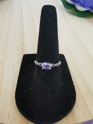 Anillo Amatista Natural Ajustable Plata