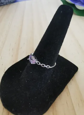 Anillo Amatista Natural Ajustable Plata