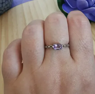 Anillo Amatista Natural Ajustable Plata