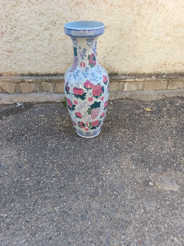 Jarrón chino porcelana flores