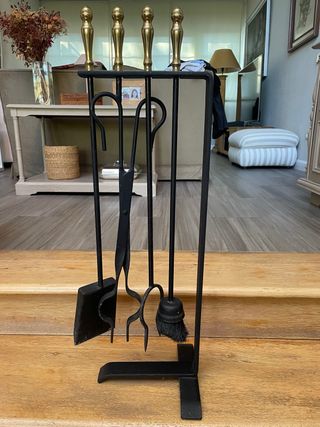 Set Utensilios Chimenea Negro y Dorado