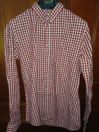 Camisa Zara Hombre Talla L Cuadros Rojo/Blanco