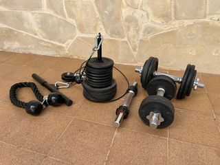 Kit Mancuernas, Pesas y Polea.