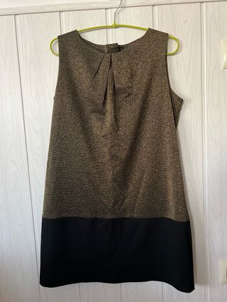 Vestido fiesta o ocasión negro y dorado