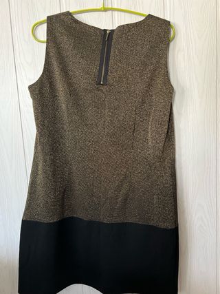 Vestido fiesta o ocasión negro y dorado