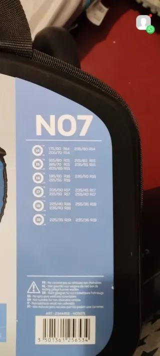 Cadenas de tela Norauto Winter Tex 3 NO7 nuevas