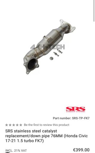 Downpipe SRS Honda Civic FK7 1.5 Turbo