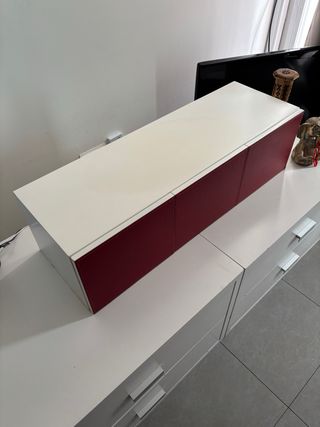 Cajonera horizontal 3 cajones roja y blanca