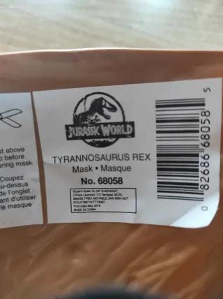 Máscara Dinosaurio T-Rex oficial Jurassic World