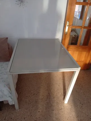 Mesa de comedor extensible cristal y metal