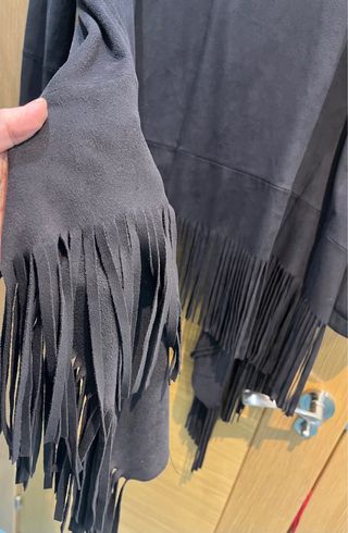 Chaqueta antelina Negra Flecos Talla Única