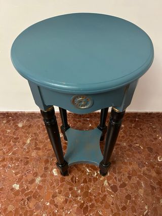 Mesita auxiliar madera azul y negra ÚLTIMOS DÍAS