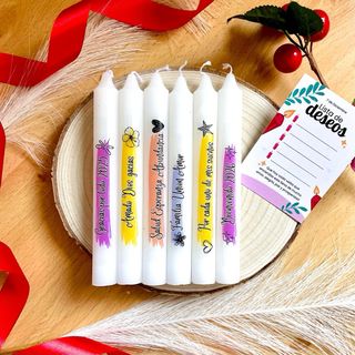 Set de 6 Velas Navideñas con Mensajes