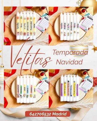 Set de 6 Velas Navideñas con Mensajes