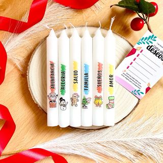 Set de 6 Velas Navideñas con Mensajes