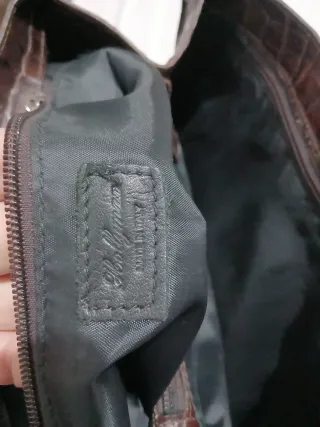 Borsa in pelle effetto coccodrillo marrone