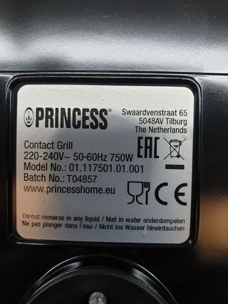Plancha Eléctrica Princess Contact Grill Compact