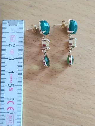 Orecchini Quarzo Verde e Cristalli Dorati