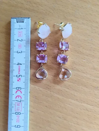Orecchini Quarzo Rosa e Cristalli Viola