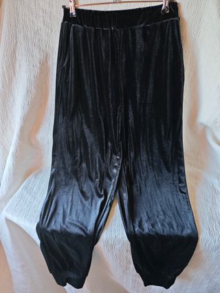 Pantalones negro terciopelo talla L mujer chándal