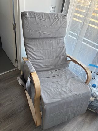 Sillón balancín madera y tela