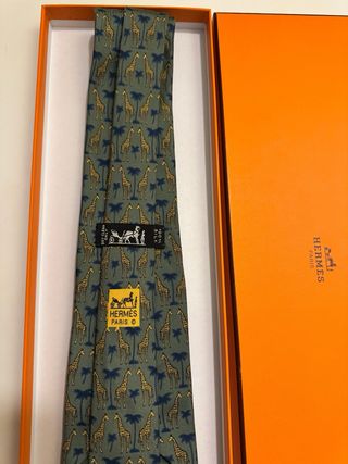 Corbata Hermès Jirafas Verde