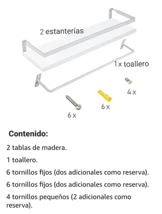 Estanterías de pared de madera y metal, nuevas.