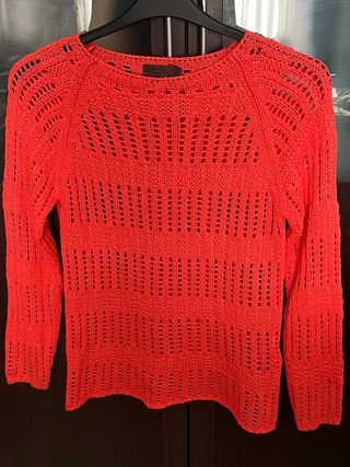 Jersey Cortefiel Rojo Calado Manga Larga