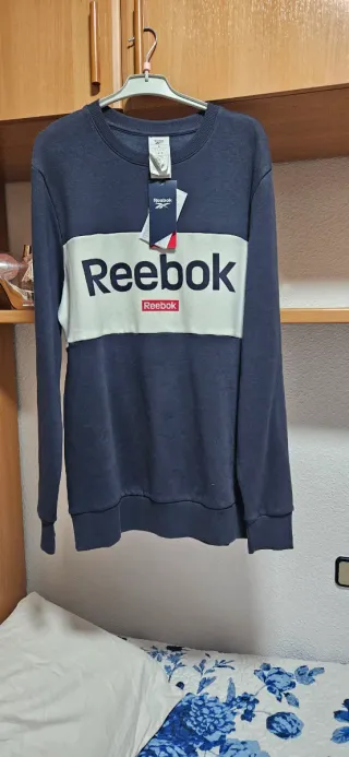 Sudadera Reebok Azul y Blanca Talla L