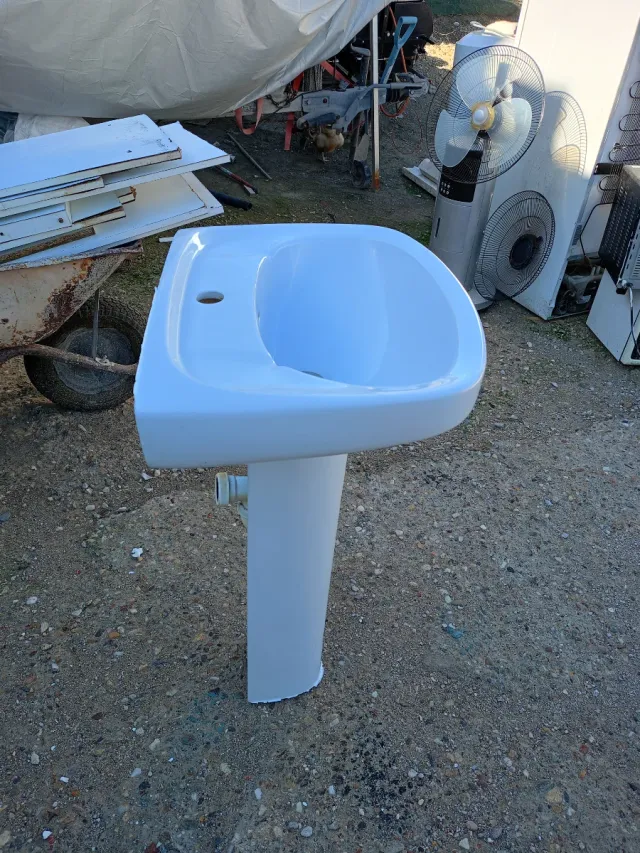 Lavabo y Pedestal Roca Blanco