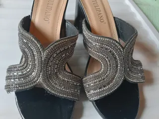 Sandali Donna Tg 39 Nere e Argento