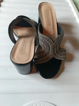 Sandali Donna Tg 39 Nere e Argento