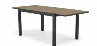 Mesa Terraza Aluminio Gris-Madera extensible