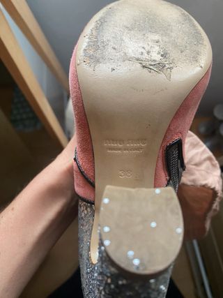 Stivaletti Miu Miu Glitter Rosa e Argento