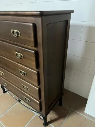 Conjunto dormitorio madera nogal 5 piezas