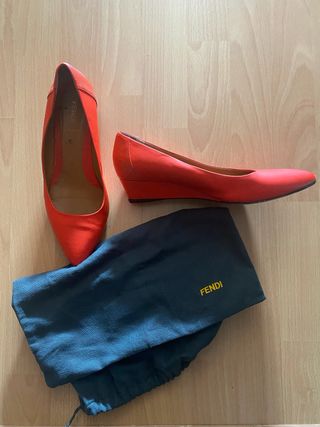 Fendi Zapato Salón Cuña Rojo