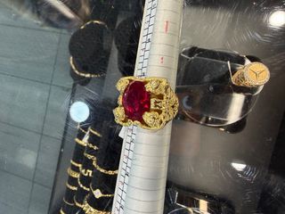 Anillo Oro 18k con Granate Rojo
