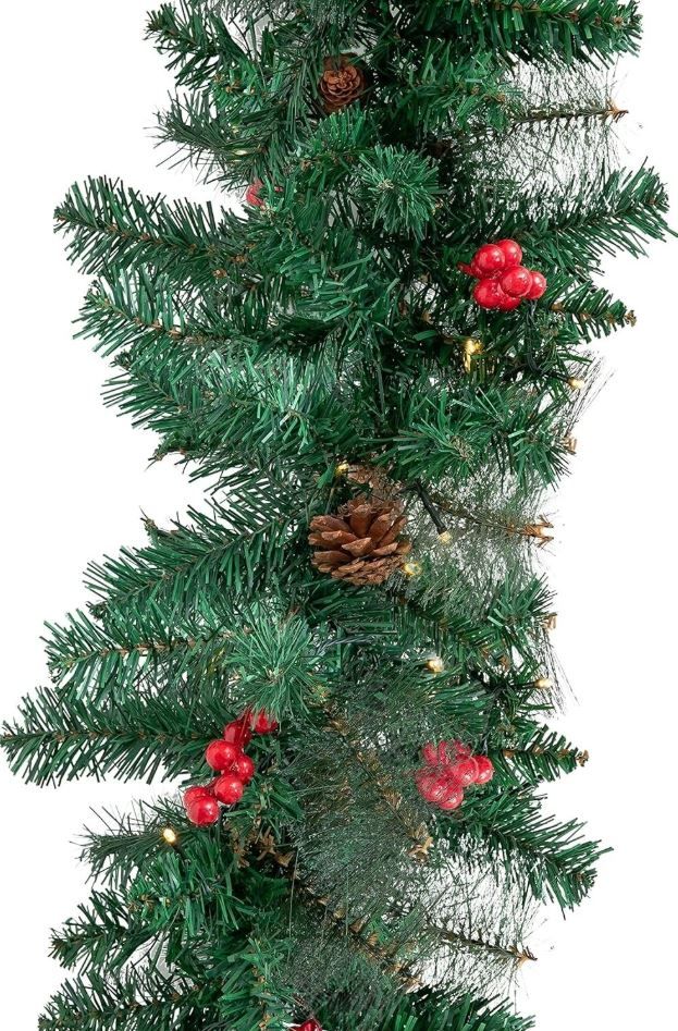 Guirlanda de Natal verde 2,7m 100 LEDs + decoração