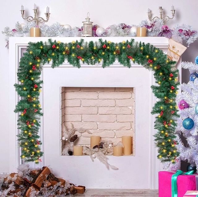 Guirlanda de Natal verde 2,7m 100 LEDs + decoração