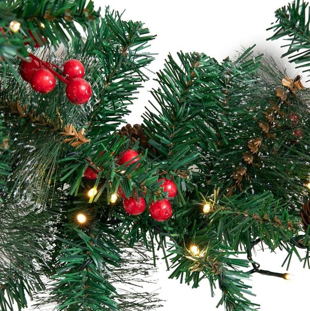 Guirlanda de Natal verde 2,7m 100 LEDs + decoração