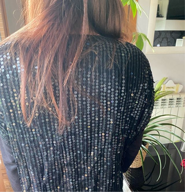 Top lentejuelas fiesta negro y azul