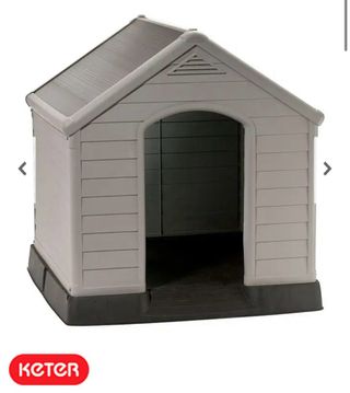 Caseta para perro beige y gris